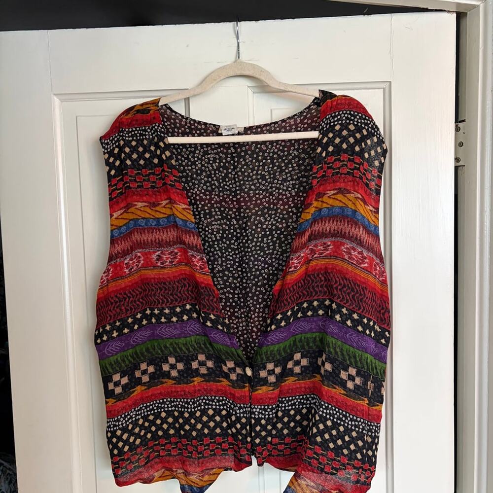 Vintage Multicolor Floral Tapestry Vest - ,